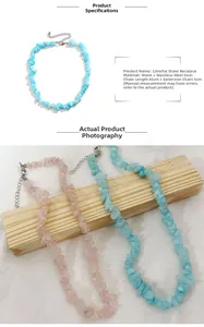 Detail of natural colored crushed stone necklace with 45cm stainless steel chain and clasp