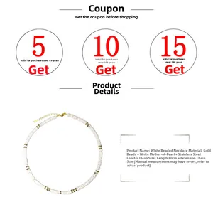 Détail du collier de perles en nacre blanche avec chaîne d'extension de 40 plus 5 cm