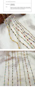 Detail view of colorful oil-drip necklace with crystal shell and stainless steel specs