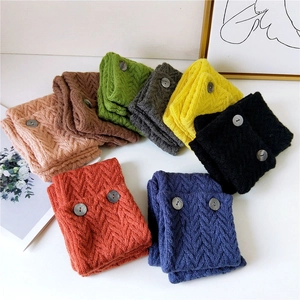 Écharpe En Tricot De Couleur Unie Avec Boutons Cache-cou Chaud D'hiver Pour Femmes Écharpe Élégante Et Douce