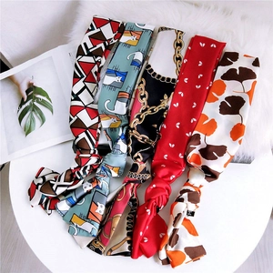 Elegant Skinny Scarf For Women Satin-Like Satin Narrow Long Neck Tie Versatile Hair Band Handbag Decoration Ribbon