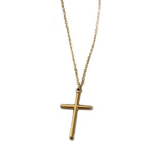 Double-layered gold star and cross pendant necklace in minimalist titanium steel style