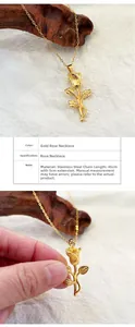 Détail du collier rose dorée en acier inoxydable avec chaîne de 45 cm plus 5 cm