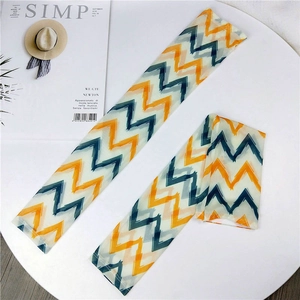 Detail of wavy geometric pattern on light breathable mesh sun protection arm sleeves
