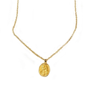 Collier multicouche rétro en acier doré avec pendentif de la Vierge Marie et étoile