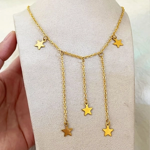Stainless Steel Star Tassel Necklace Gold Plated Star Pendants Minimalist Ins Style For Women