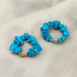 Irregular Crushed Stone Rings Stainless Steel Beads Elastic String Handmade Bohemian Jewelry Women
