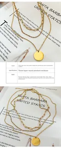 Detailed size guide for triple-layer stainless steel water wave and circular pendant necklace