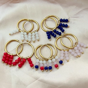 Creolen Edelstahl Vergoldet Mit Natursteinperlen Quasten Handgefertigt Boho Modeschmuck Für Damen
