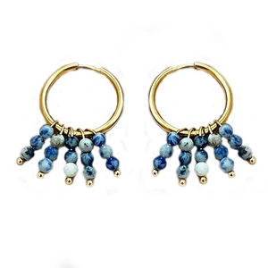 Boucles d'oreilles créoles 18k en acier inoxydable avec perles en pierre naturelle
