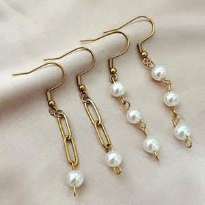 Orecchini Pendenti in Perla Artificial e Acciaio Inossidabile Placcato Oro 18K in Stile Francese per Donna Gioielli a Catena Regalo