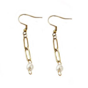 Orecchini a catena placcati in oro 18k con perle in stile francese per donne eleganti