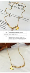 Detailansicht goldener Schmetterlingsanhänger mit gemischter Kette und Panzerketten-Stil