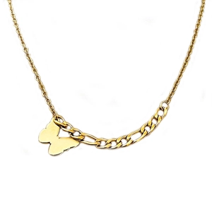 Goldene Edelstahlkette mit Schmetterlingsanhänger und asymmetrischen Gliederketten