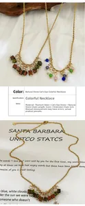 Detailed specs of handmade cat eye stone tassel necklace with 42cm titanium steel chain