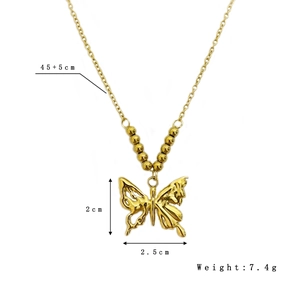 Schmetterling Anhänger Halskette Edelstahl Hohl Tier Design Gold Perlen Minimalistische Mode Schmuck Für Frauen