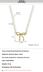 Spécifications détaillées du collier de perles papillon en acier doré 18 carats avec taille