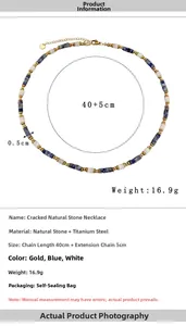 Détail du collier en pierres naturelles avec chaîne de 40cm et perles de 0,5cm
