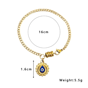 Bracelet Evil Eye doré avec pendentif en émail bleu sur chaîne minimaliste en acier