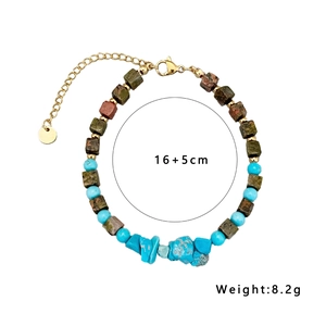 Bracelet fait main en pierres naturelles colorées avec turquoise et fermoir doré
