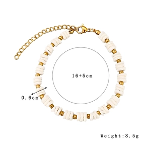 Elegant beaded shell bracelet with golden beads and adjustable chain for women