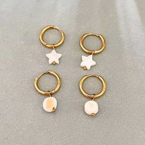 Orecchini A Cerchio In Acciaio Inossidabile Con Stella Di Conchiglia Stile Retro Geometrico Per Donne