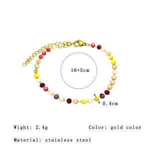 Handmade 3mm colorful crystal bead bracelet with 18k gold plated stainless steel clasp