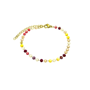 Bohemian 3mm colorful crystal beaded bracelet with 18k gold lobster clasp and extension chain
