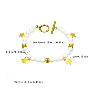Star tassel bracelet with baroque pearls and OT clasp closure for women