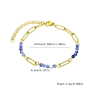 Bracelet chaîne en acier inoxydable plaqué or 18K avec perles en pierre naturelle