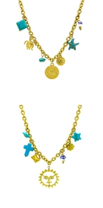 Détails du collier à grosse chaîne plaqué or 18 carats avec breloques célestes et bohèmes
