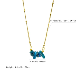 Collana in acciaio inossidabile placcata oro 18k con pietre blu naturali e perline