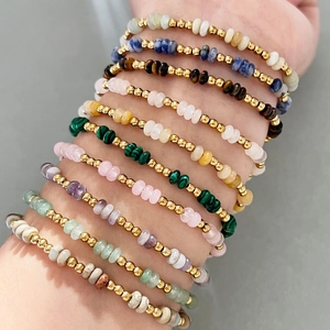 Bracciale Con Perline In Pietra Naturale Boho Con Chiusura A Gancio OT In Acciaio Inossidabile Gioielli Da Donna
