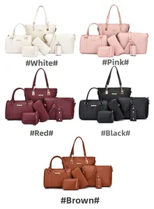 Ensemble de 6 sacs à main pour femmes avec texture tressée en cinq couleurs variées