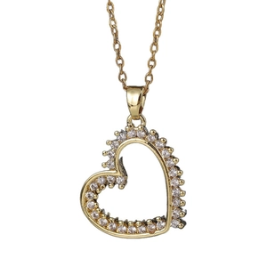 Elegante vergoldete Herz-Anhänger-Halskette mit funkelnden Zirkonia-Kristallen für Damen.