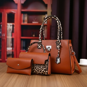Women Tote Handbag And Shoulder Bag And Clutch Purse Leopard Print Litchi Pattern PU Leather Fashion Large Capacity