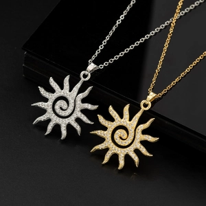 Collier Pendentif Rayon De Soleil Cuivre Avec Zirconium Pavé Étoile Délicat Charme Solaire Chaîne Ras De Cou Bijoux Femmes