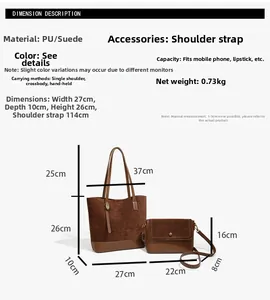 Guide des tailles pour le sac cabas rétro et la pochette en cuir synthétique