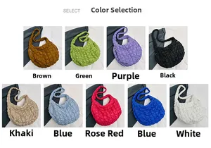 Cloud pleated crossbody bag available in nine colors including brown, green, and blue