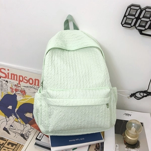 Sac À Dos En Nylon Texture Froissée Grande Capacité Sac D'École Style Japonais Léger Voyage Décontracté Pour Femmes Filles