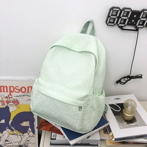 Sac à dos d'école vert menthe texturé à grande capacité pour étudiants et loisirs
