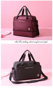 Bolsa de deporte impermeable de tela Oxford burdeos y gris con separación en seco