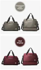 Wasserdichte Reisetasche in Champagner Gold und Rot mit separatem Schuhfach