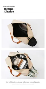 Macro view of Oxford travel bag showing spacious main compartment and separate shoe pocket