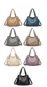 Farbdisplay der großen Tote Bags aus Leder mit Lychee-Muster in sieben verschiedenen Farben