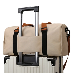 Bolsa de viaje de lona beige con funda para maleta para fitness y viajes de negocios