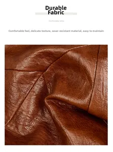 Close-up of brown litchi pattern leather with durable, wear-resistant and soft texture