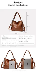 Brown large capacity tote bag shown with size dimensions and iPad size comparison