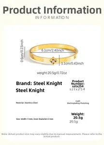 Detailed sizing of gold plated clover bangle with crystal inlay and polished finish