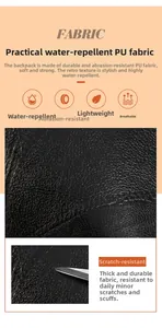Detailed view of water-resistant black PU leather with vintage texture and anti-scratch test
